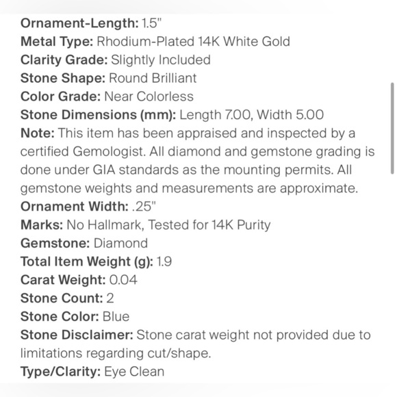 Brand New Topaz and Diamond Pendant with 14K White Gold - Picture 4 of 4